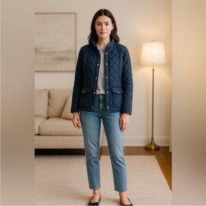 Tory Burch Royal Navy Blue Quilted Jacket, Size XL